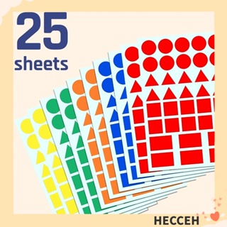 Hecceh สติกเกอร์ฉลาก ลายจุด ทรงสี่เหลี่ยมผืนผ้า มีกาวในตัว หลากสี 5 สี สําหรับสํานักงาน