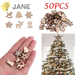 Jane จี้ไม้ธรรมชาติ สําหรับแขวนตกแต่งต้นคริสต์มาส 50 ชิ้น