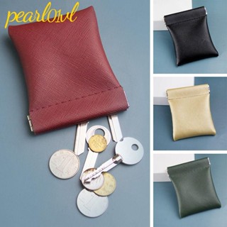 Pearl01 กระเป๋าใส่เหรียญ กระเป๋าสตางค์ หนัง PU ขนาดเล็ก สีพื้น