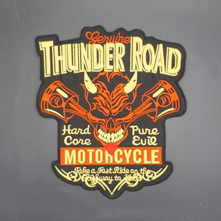 【Customized 】เสื้อแจ็กเก็ตยีน ปักลายสัญลักษณ์ Thunder Road Hell Rider 3D ขนาดใหญ่ สําหรับตกแต่งเสื้อแจ็กเก็ตยีน กระเป๋าเป้สะพายหลัง