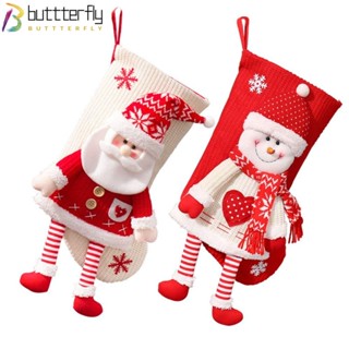 Buttterfly ถุงของขวัญ รูปตุ๊กตาซานตาคลอส สโนว์แมน สีแดง สีขาว สําหรับตกแต่งต้นคริสต์มาส