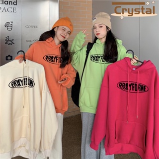 Crystal เสื้อผ้าผู้ญิง แขนยาว เสื้อฮู้ด คลุมหญิง สไตล์เกาหลี แฟชั่น A98J1MC