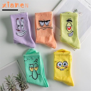 Xianen การ์ตูน Spongebob ถุงเท้าแฟชั่น ป้องกันความเย็น Kawaii ถุงเท้าความร้อน