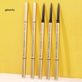 ดินสอเขียนคิ้ว eyebrow pencil ติดทน กันน้ำกันเหงื่อ เขียนง่าย เส้นเล็ก พร้อมด้ามแปรงปัดคิ้ว ด้ามสีทอง EP22