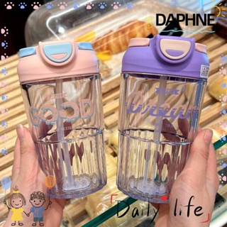 Daphne ขวดน้ําพลาสติก แบบพกพา พร้อมหลอดดูด ขนาด 480 มล. สําหรับเด็กผู้ชาย และผู้หญิง