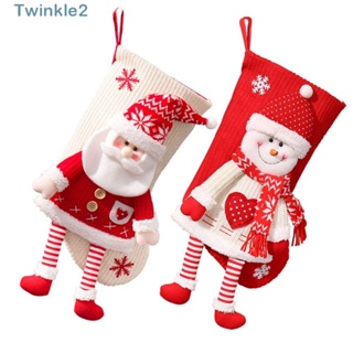 Twinkle ถุงของขวัญคริสต์มาส ผ้ากํามะหยี่ขนนิ่ม ลายซานตาคลอส สโนว์แมน สีแดง สีขาว สําหรับตกแต่งบ้าน เทศกาลคริสต์มาส