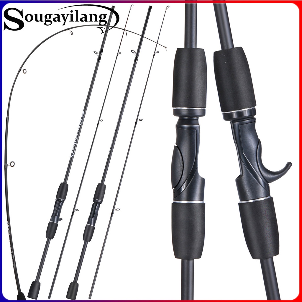 Sougayilang คาร์บอนไฟเบอร์เบ็ด 1.8M คันเบ็ดสองส่วนการออกแบบที่มีน้ําหนักเบาตกปลาไม่เหนื่อย