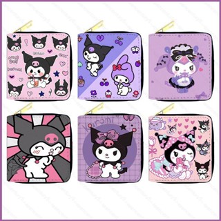 กระเป๋าสตางค์ หนัง PU ใบสั้น แต่งซิป ลายการ์ตูน Sanrio Kuromi อเนกประสงค์ สําหรับผู้หญิง และนักเรียน