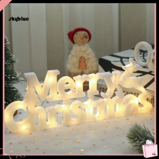 [Sy] โคมไฟ รูปตัวอักษร Merry Christmas สีเหลืองอบอุ่น สําหรับตกแต่งต้นคริสต์มาส