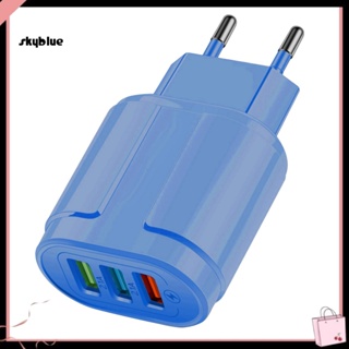 [Sy] อะแดปเตอร์ชาร์จโทรศัพท์ 3 พอร์ต USB QC30 ABS US EU ปลั๊กป้องกันกระแสไฟเกิน สําหรับเดินทาง