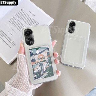 เคสโทรศัพท์มือถือ แบบใส ป้องกัน ปิดด้านหลัง พร้อมช่องใส่บัตร เหรียญ สําหรับ OPPO A58 A78 A38 A58