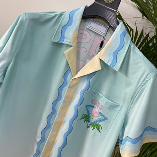 Casablanca เสื้อเชิ้ตลําลอง พิมพ์ลายดิจิตอล ไล่โทนสี แฟชั่น สําหรับวัยรุ่น 2023