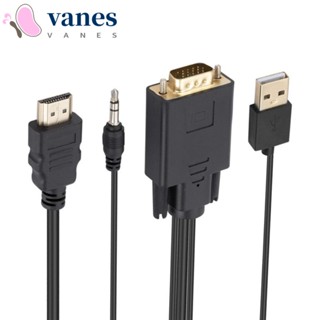 Vanes1 สายเคเบิลอะแดปเตอร์ VGA เป็น HDMI อินพุต VGA ใช้งานง่าย พร้อมพาวเวอร์ซัพพลาย สีดํา ตัวผู้ เป็นตัวผู้ สําหรับ DVDPlayer โปรเจคเตอร์ ทีวี กล่องทีวี