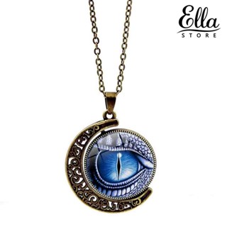 Ellastore123 สร้อยคอโซ่ยาว จี้รูปตามังกร พระจันทร์เสี้ยว หมุนได้ เครื่องประดับ สําหรับทุกเพศ