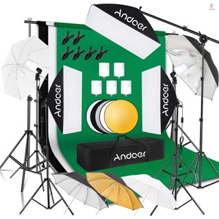 Andoer-2 Photography Softbox Light Kit with Backdrops and Carry Bag for Wedding Photography and Portraits