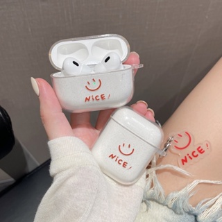 【พร้อมส่ง】เคสหูฟังไร้สาย แบบใส ลายการ์ตูนหน้ายิ้ม สําหรับ Airpods 1 2 3 Pro Pro2