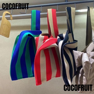 Cocofruit กระเป๋าถือ กระเป๋าสะพายไหล่ กระเป๋าช้อปปิ้ง ผ้าถัก ลายสก๊อต สําหรับผู้หญิง