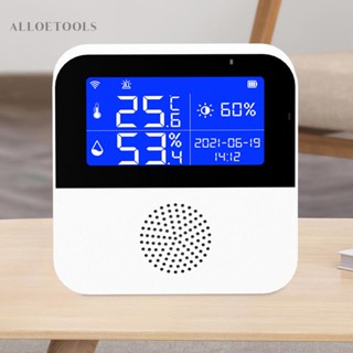 เครื่องวัดอุณหภูมิ และความชื้น เซนเซอร์ Wifi อัจฉริยะ 5 หน้าจอ รองรับ Alexa Google Home [alloetools.th]