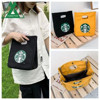 Forbetter Starbucks กระเป๋าถือ ผ้าแคนวาส พิมพ์ลายน่ารัก สไตล์เกาหลี สําหรับคุณแม่