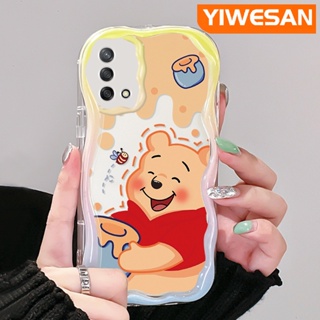 เคสโทรศัพท์มือถือแบบนิ่ม ใส กันกระแทก ลายการ์ตูนหมีน้ําผึ้ง สีครีม สําหรับ OPPO A74 4G A95 4G F19 F19S Reno 6 Lite