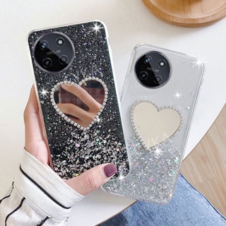 ใหม่ เคสโทรศัพท์มือถือแบบกระจก ใส แต่งกลิตเตอร์ดาว หรูหรา สําหรับ Realme 11Pro 11Pro+ C51 C53 11 5G 4G NFC RealmeC51