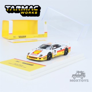 Tarmac Works x IXO 1:64 F40 GT สีเหลือง สีขาว #7 โมเดลรถยนต์ Diecast