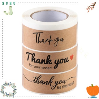 Suhu สติกเกอร์ฉลาก ลาย Thank You For Your Order 3x1 นิ้ว แฮนด์เมด สําหรับติดตกแต่งซองจดหมาย 120 ชิ้น ต่อม้วน