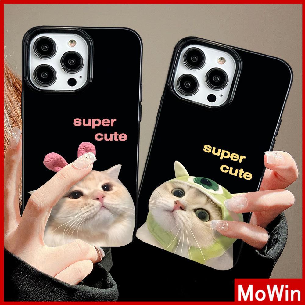 Mowin - เข้ากันได้สำหรับ 15 เคสไอโฟน11 เคส iphone 11 สีดำเคลือบเงา tpu เคสกันกระแทกกล้องป้องกันลูกแมวสุดน่ารักเข้ากันได้กับ iphone 14 13 pro max 12 pro max 11 xr xs 7plus 8plus