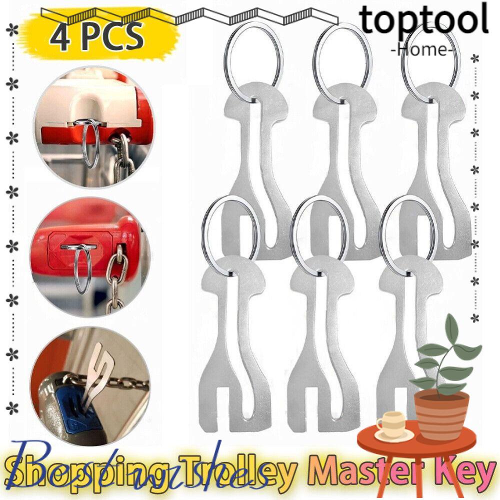TOPTOOL Trolley Master Key Token, Metal Reusable Shopping Cart Token, ใส่เหรียญแบบพกพาที่ถอดออกได้