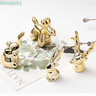Fishstick1 ฟิกเกอร์เซรามิค รูปปั้น สีทอง สไตล์นอร์ดิก สําหรับตกแต่งห้อง