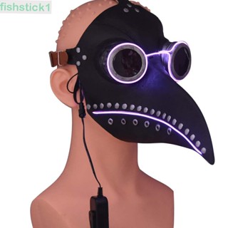 Fishstick1 หน้ากากไฟ Led เรืองแสง ลายอนิเมะ Plague Doctor Mask สําหรับปาร์ตี้ฮาโลวีน