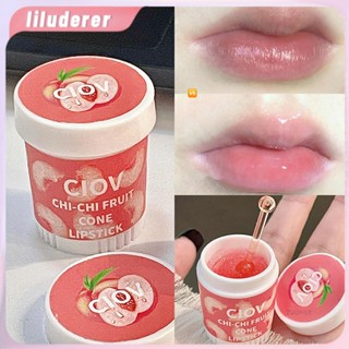 Jelly Peach Lip Balm Lips Care Lip Sleep Mask Hydrated Pink Lip Repair Nourish Protect ไม่มีสีน่ารักหวานลิปสติก Makeup Base HO