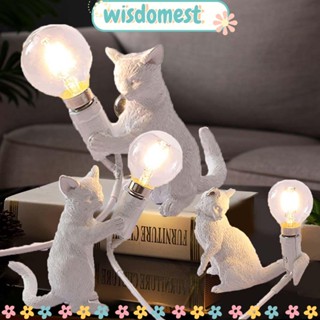 WISDOMEST โคมไฟตั้งโต๊ะ รูปแมว สไตล์นอร์ดิก สําหรับตกแต่งบ้าน