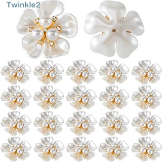 Twinkle กระดุมไข่มุก พลอยเทียม พลาสติก เรซิน สําหรับทําเครื่องประดับ ต่างหู จี้ดอกไม้