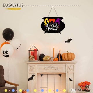 Eutus แผ่นป้ายไม้ ลาย Hocus Pocus สําหรับแขวนตกแต่งประตูฮาโลวีน DIY