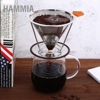 HAMMIA กรวยกรองกาแฟดริปเปอร์สแตนเลสแบบใช้ซ้ำได้พร้อมตาข่าย