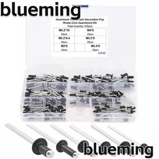 Blueming2 ชุดหมุดป๊อป อลูมิเนียม สีดํา 6 ขนาด M2.4 M3.0 M3.2 M4 150 ชิ้น