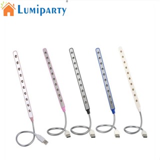 Lumiparty โคมไฟอ่านหนังสือ Led Usb โลหะ หมุนได้ 360 องศา 10 ชิ้น