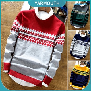 Yyr-- เสื้อกันหนาวแขนยาว คอกลม ผ้าถัก เข้ารูป กันความหนาว แฟชั่นฤดูใบไม้ร่วง และฤดูหนาว สําหรับผู้ชาย