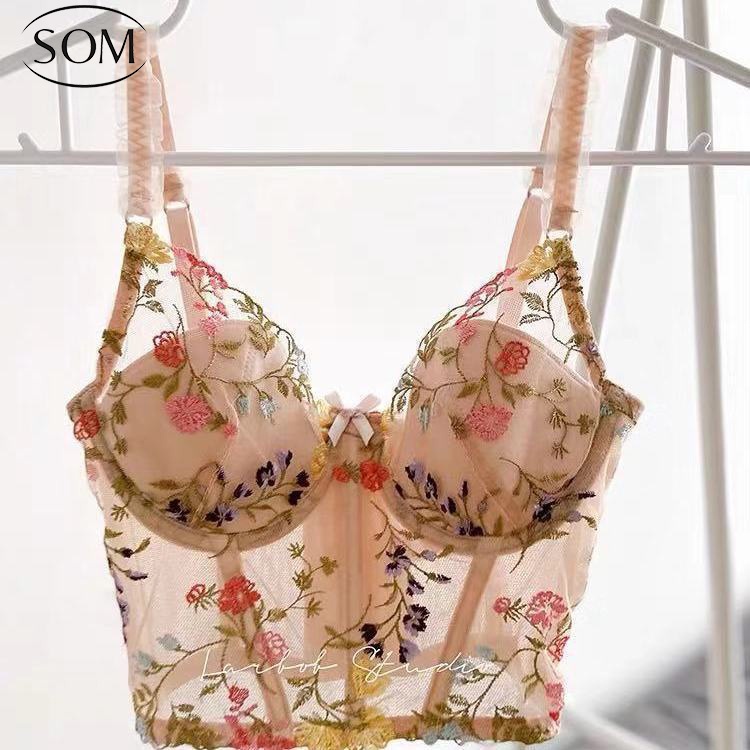 ลดล้างสต๊อก Som underwear ชุดชั้นใน สไตล์ฝรั่งเศส ลูกไม้ เย็บปักลทยสวย ชุดชั้นในสตรี Bra ผ้าฝ้ายใส่สบาย B270