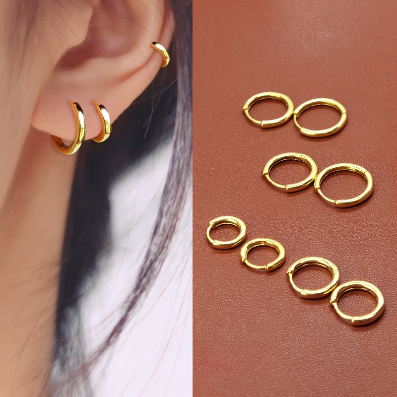 8/10/12 มม.ต่างหูสแตนเลส Non Tarnish Hoop Earings สําหรับผู้หญิง Hypoallergenic เจาะต่างหูชุด Stud Earings สําหรับอุปกรณ์เสริมสําหรับเด็กเครื่องประดับ