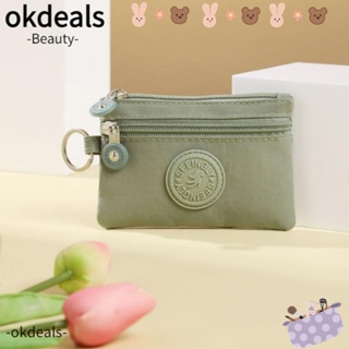 Okdeals กระเป๋าใส่เหรียญ ผ้าแคนวาส ขนาดเล็ก น้ําหนักเบา สีพื้น สําหรับผู้หญิง นักเรียน