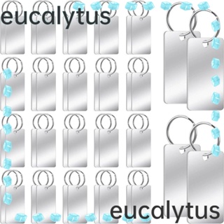 Eucalytus1 จี้แท็กเปล่า สเตนเลส ทรงสี่เหลี่ยมผืนผ้า สีเงิน สําหรับทําเครื่องประดับ