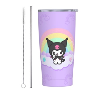 Sanrio Kuromi แก้วกาแฟ พร้อมหลอดดูด 20 ออนซ์ PS ด้านใน 304 ด้านนอก 201