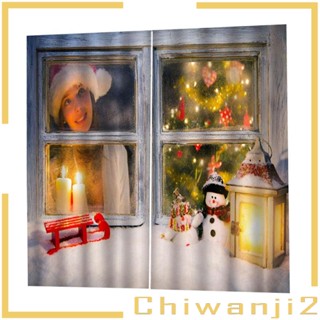 [Chiwanji2] ผ้าม่าน พิมพ์ลายคริสต์มาส 3D พร้อมเทป สําหรับตกแต่งห้องนั่งเล่น