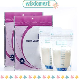 Wisdomest ถุงเก็บน้ํานมแม่ LDPE+PET แบบใส ขนาด 250 มล. สําหรับหญิงตั้งครรภ์ 30 ชิ้น