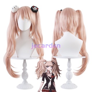 Jecarden Enoshima Junko วิกผมคอสเพลย์ Danganronpa: Trigger Happy Havoc Women Enoshima Junko 80 ซม. สีชมพู พร้อมคลิปหางม้า วิกผมคอสเพลย์ ทนความร้อน