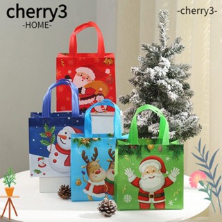 Cherry3 ถุงผ้าไม่ทอ กันน้ํา สําหรับใส่ของขวัญคริสต์มาส ปาร์ตี้ 4 ชิ้น