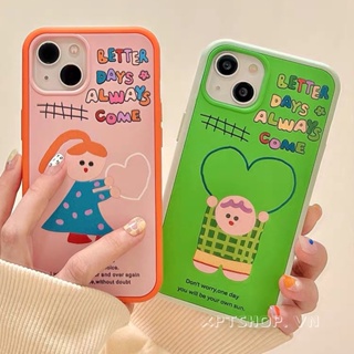 2-in-1 เคสโทรศัพท์มือถืออะคริลิค ขอบนิ่ม กันกระแทก ป้องกันกล้อง ลายหัวใจ เด็กผู้ชาย และเด็กผู้หญิง สําหรับ iPhone 14 13 12 11 Pro Max