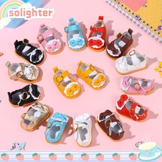 SOLIGHTER 14 Inches Doll Gifts Casual Shoes Doll Accessories  Doll Shoes Toys Best Presents Girls Wears Handmade Mini Clothes Bow Leather/Multicolor